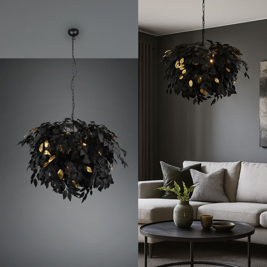 Осветително тяло висящо Luxury LEAVY Black