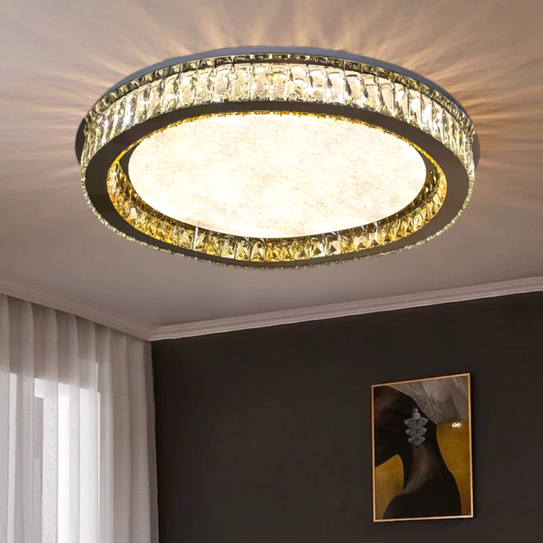 Lustra LED Aplicata Glamour Halo Cristal Telecomanda Chandeliers