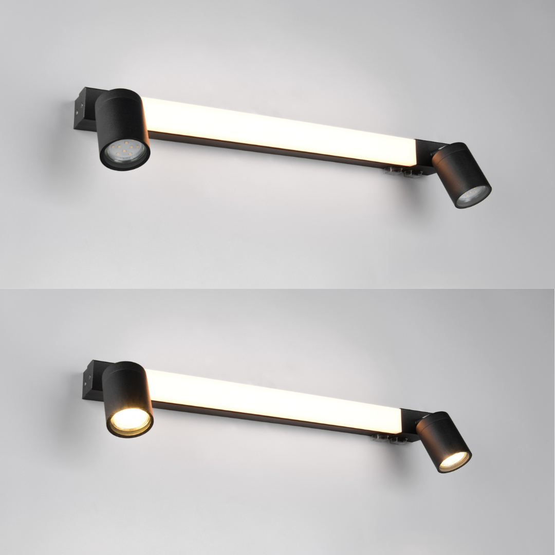аплик LED ENRICO Black 6.5W 60cm IP44 с спотове 2xGU10