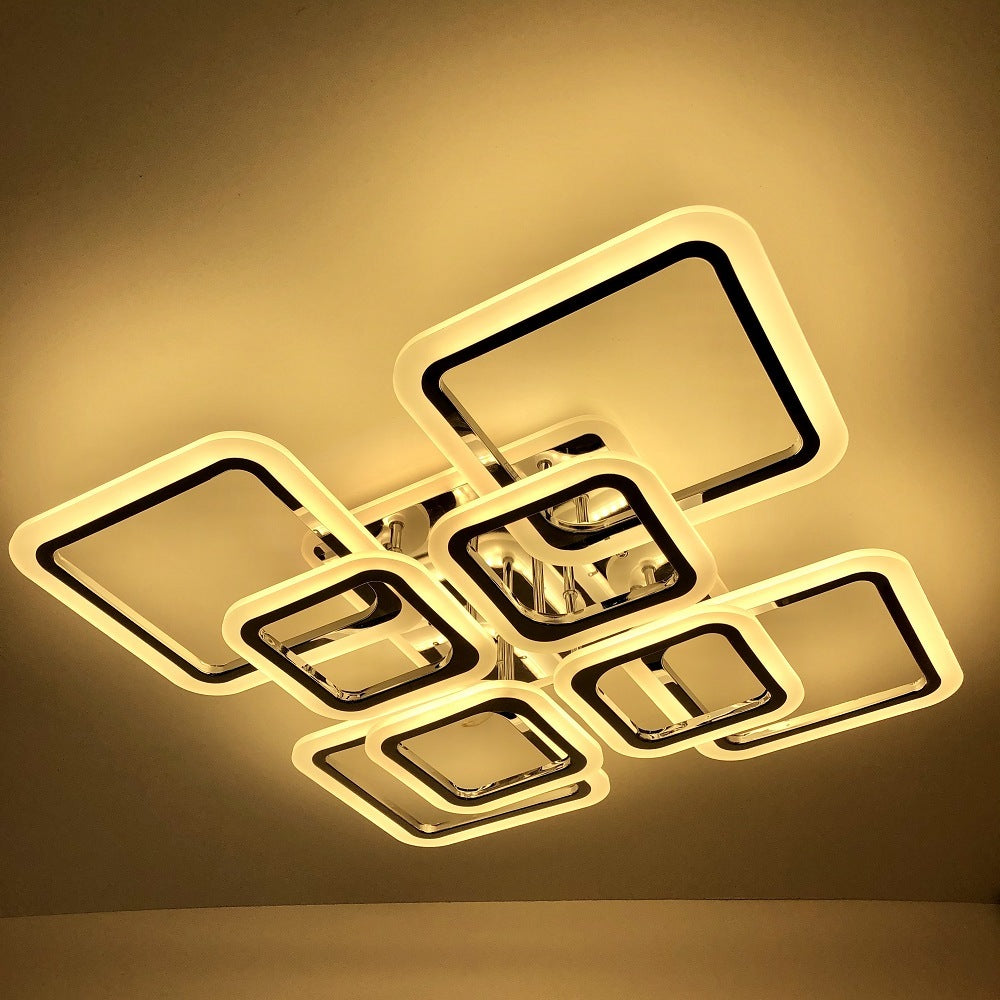 LED осветително тяло 4+4 SQUARE Gigant Silver RGB Еквивалент 1200W Дистанционно