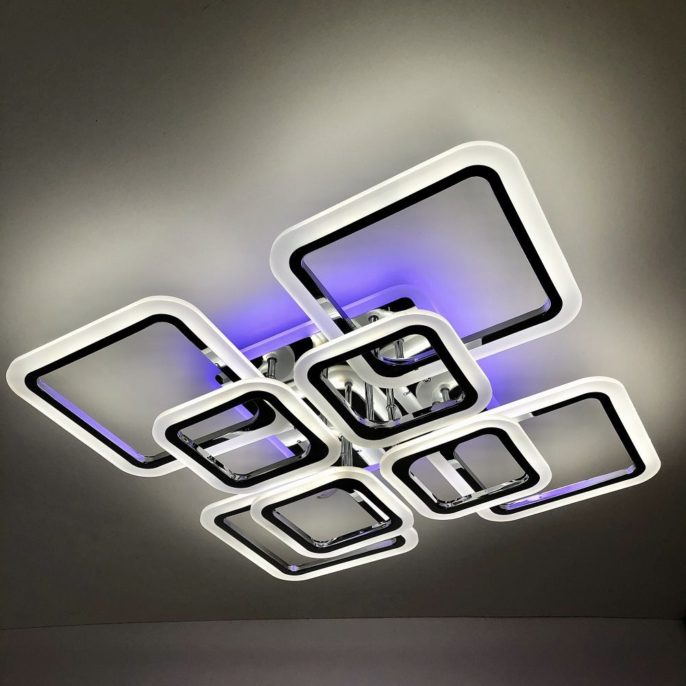 LED осветително тяло 4+4 SQUARE Gigant Silver RGB Еквивалент 1200W Дистанционно