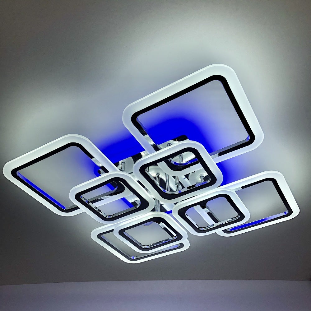 LED осветително тяло 4+4 SQUARE Gigant Silver RGB Еквивалент 1200W Дистанционно