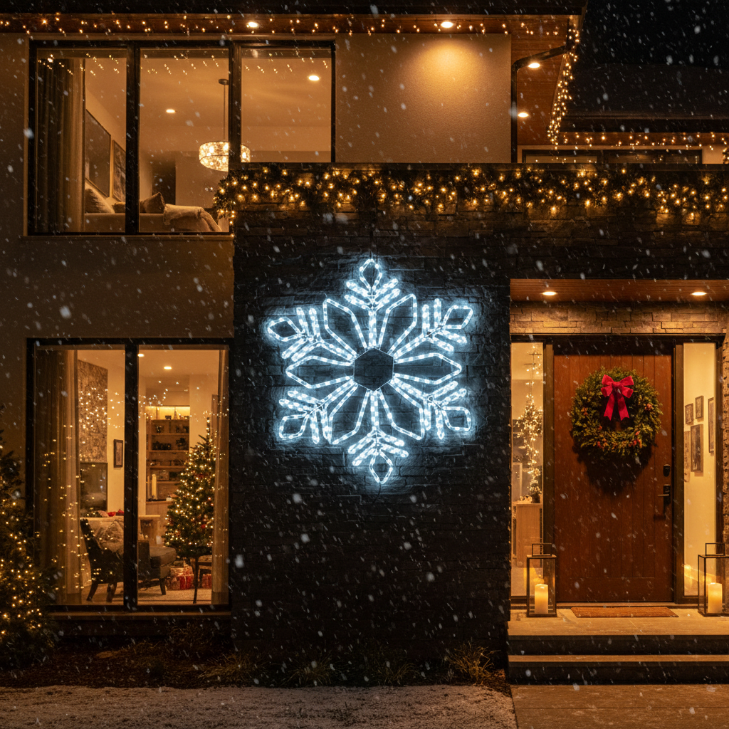Декоративна LED Снежинка Starfell 78cm Студена Светлина IP44