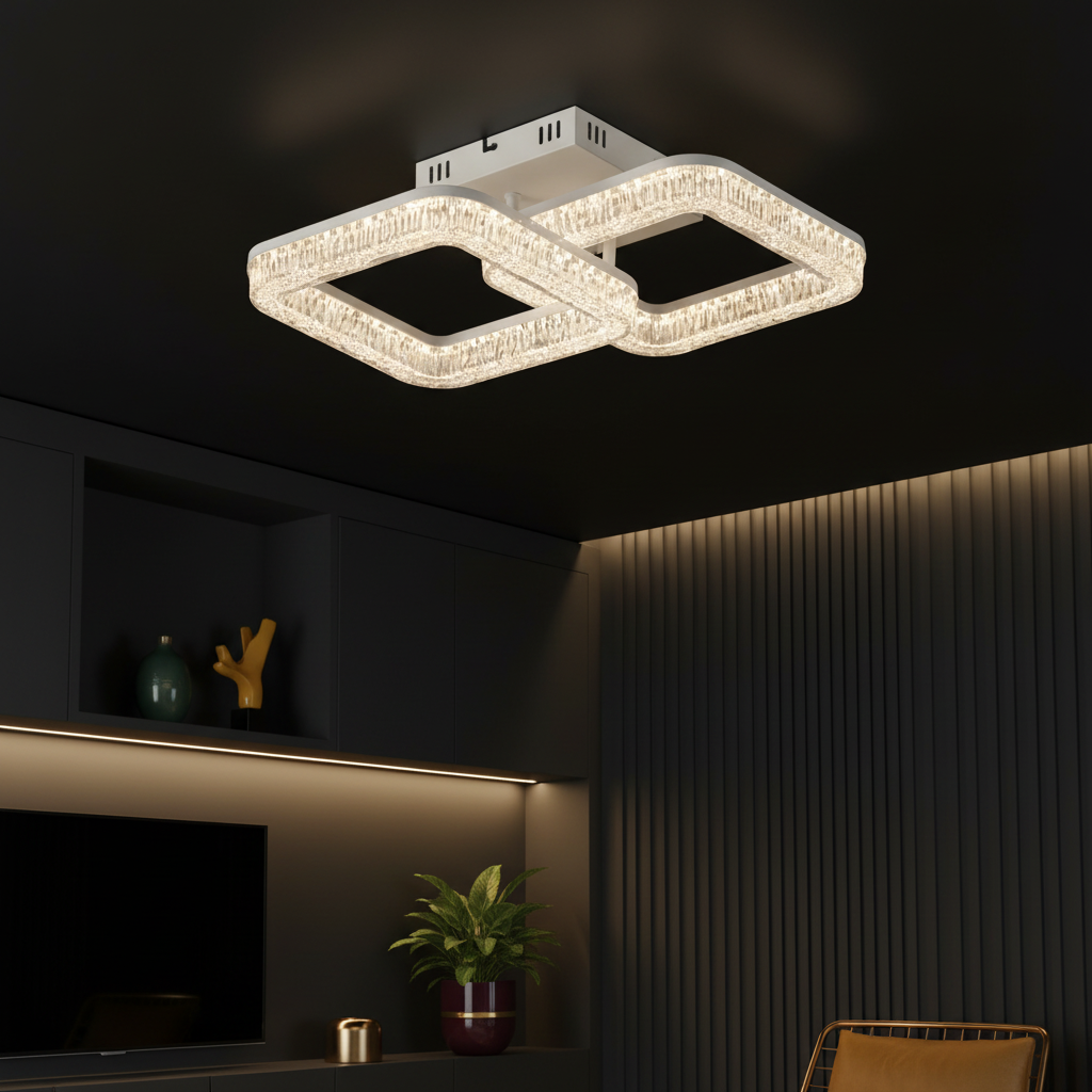 Осветително тяло LED MATEO 2 Square White Еквивалент 300W Дистанционно управление