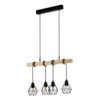 Lustra Suspendata TOWNSHEND 5 Black & Wood 4xE27 Eglo Chandeliers