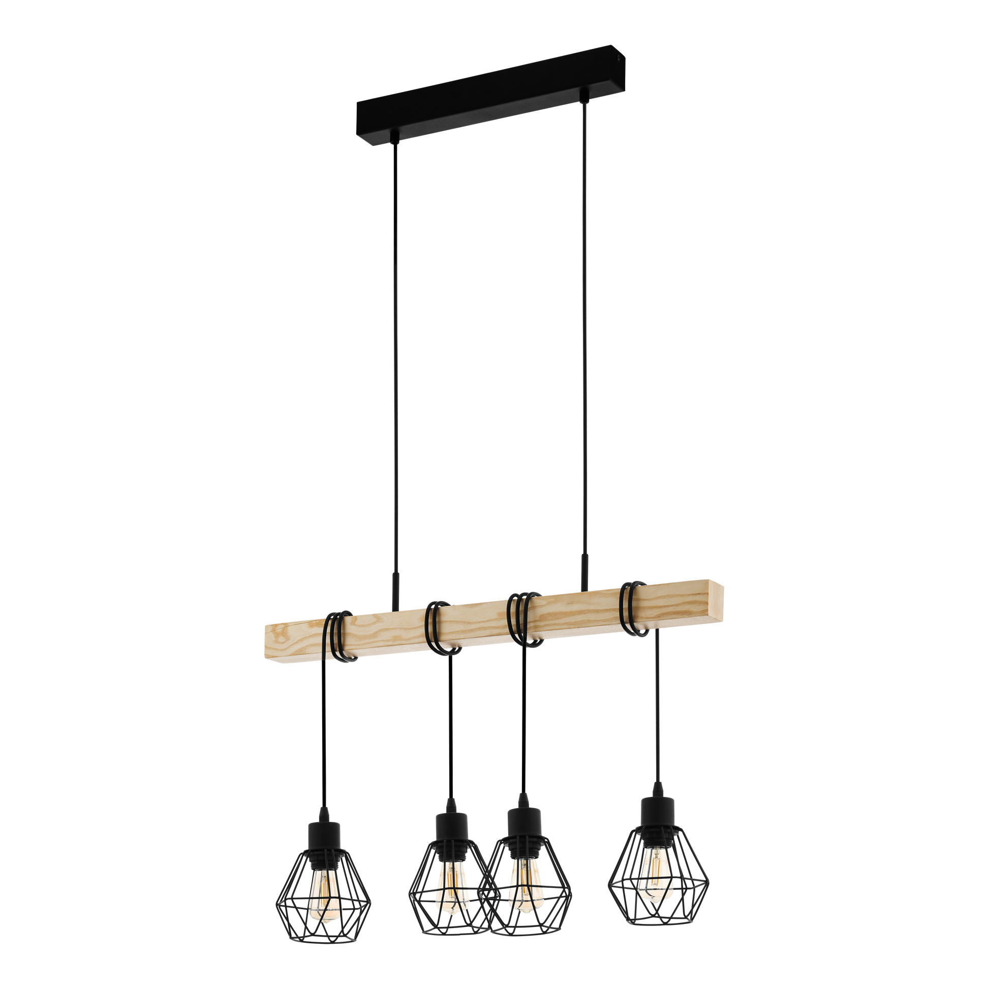 Осветително тяло TOWNSHEND 5 Black & Wood 4xE27 Eglo