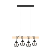 Lustra Suspendata TOWNSHEND 5 Black & Wood 4xE27 Eglo Chandeliers