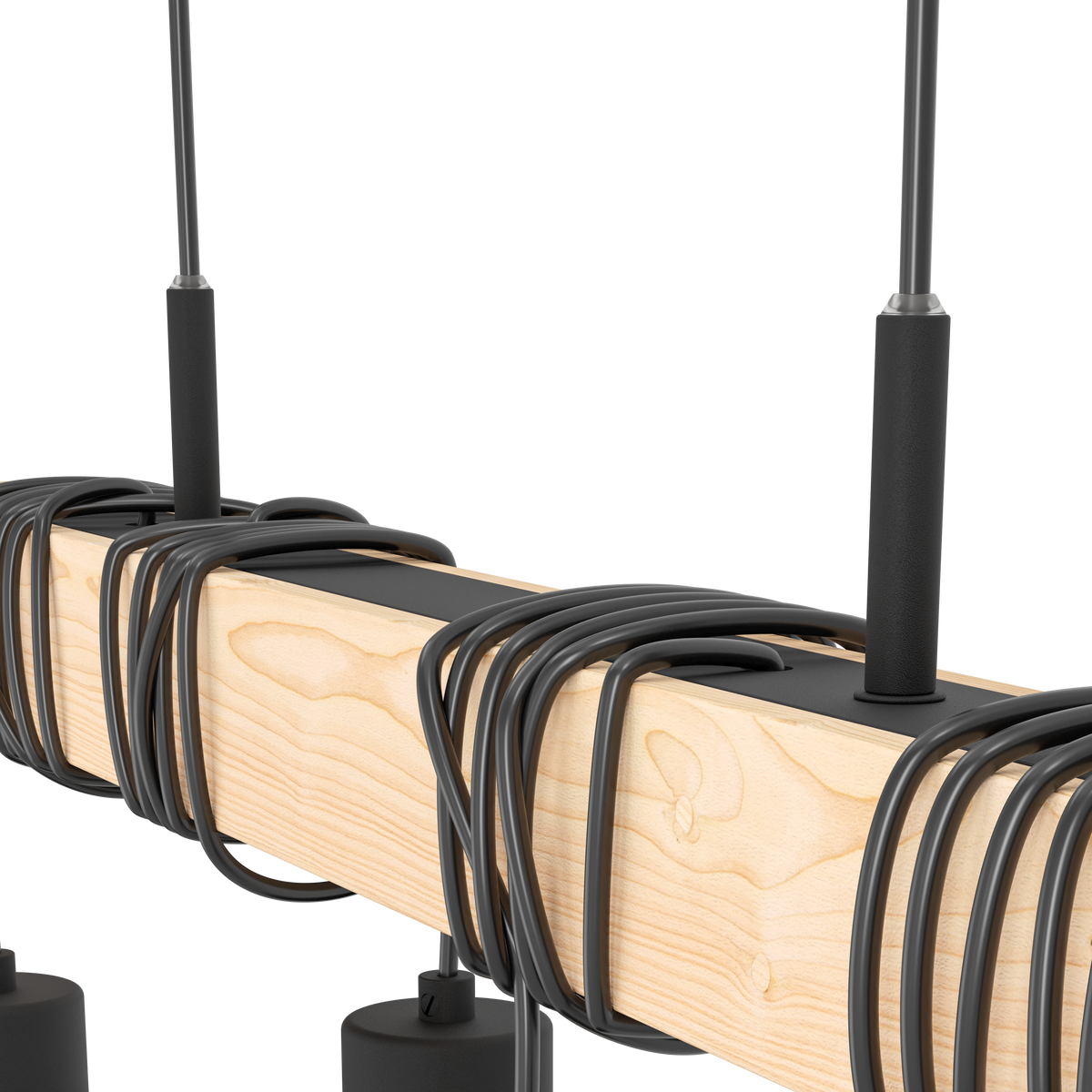Lustra Suspendata TOWNSHEND 5 Black & Wood 4xE27 Eglo Chandeliers