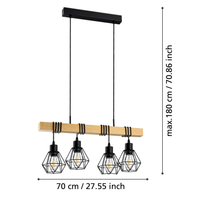 Осветително тяло TOWNSHEND 5 Black & Wood 4xE27 Eglo