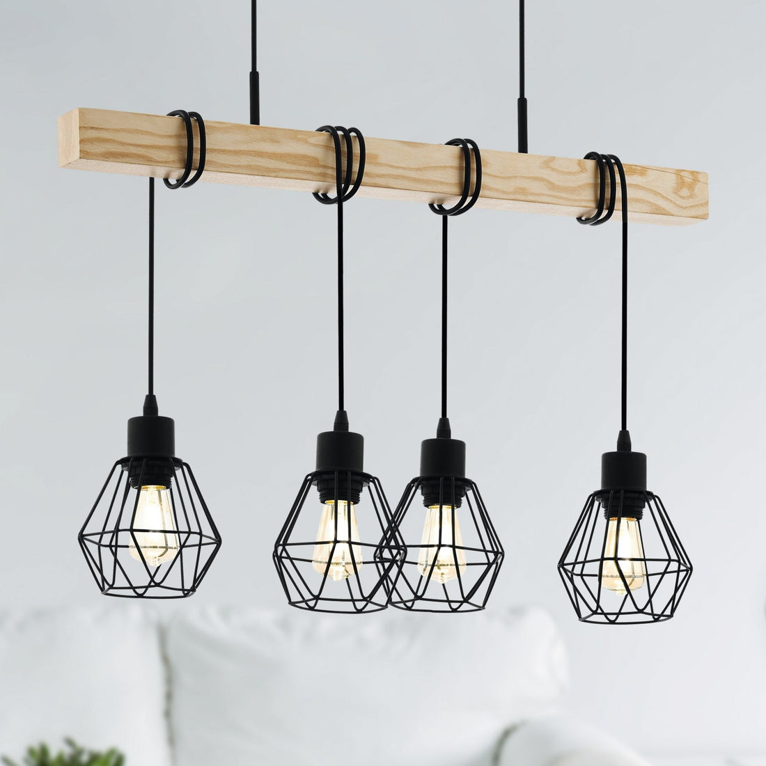 Осветително тяло TOWNSHEND 5 Black & Wood 4xE27 Eglo
