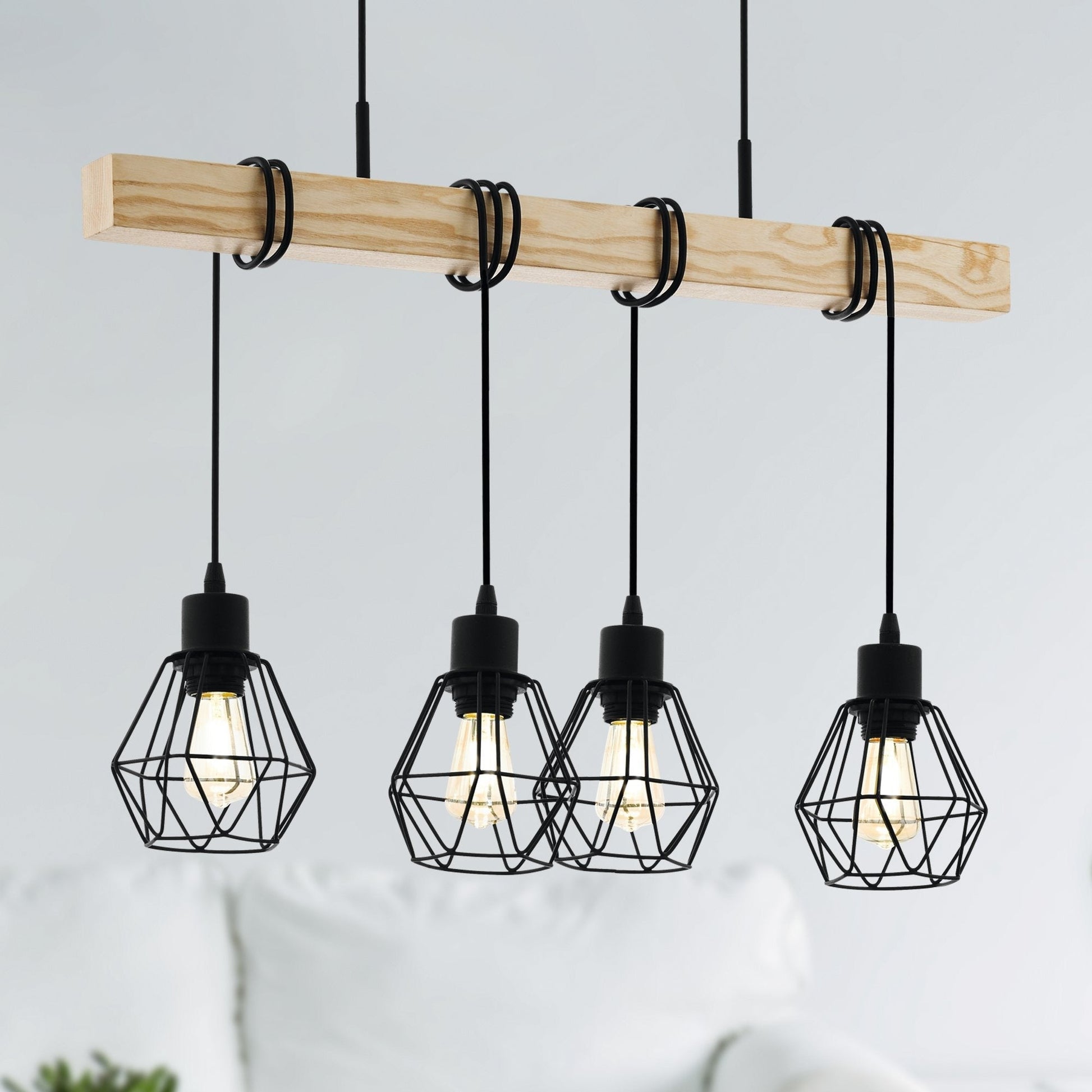 Осветително тяло TOWNSHEND 5 Black & Wood 4xE27 Eglo
