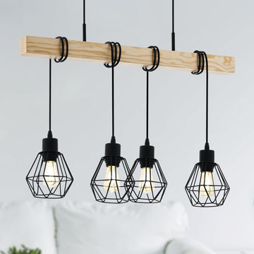 Осветително тяло TOWNSHEND 5 Black & Wood 4xE27 Eglo