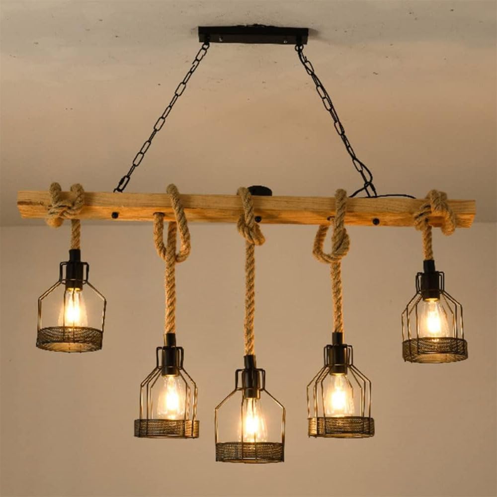 Осветително тяло Wood Design Iron Cage 5XE27