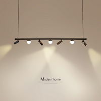 LED осветително тяло тип пендел MELI Black с абажур и 4 спота, еквивалент 150W, с дистанционно