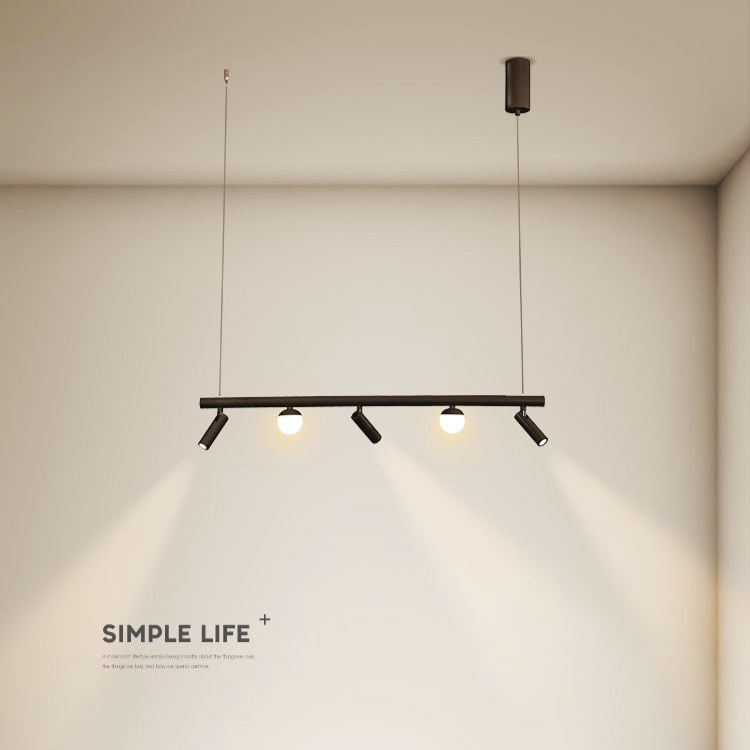 LED осветително тяло тип пендел MELI Black с абажур и 3 спота, еквивалент 90W, с дистанционно
