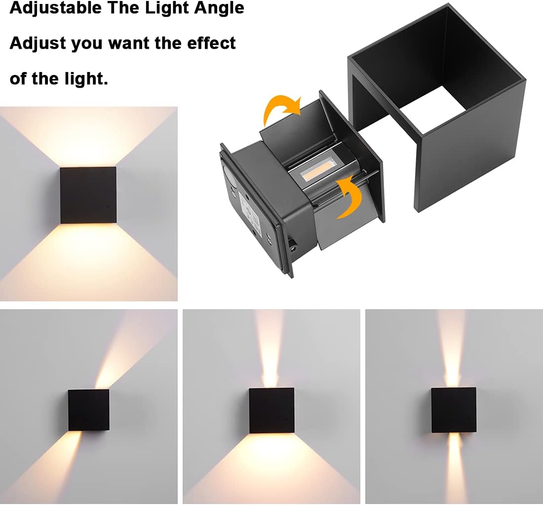 LED аплик CUBE за външен монтаж, черна, с регулируем светлинен сноп