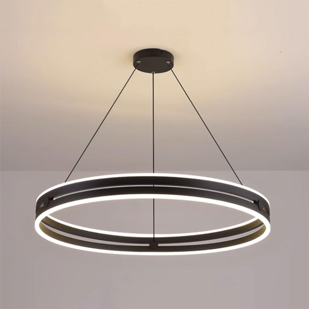 LED осветително тяло Mini Ring Черно, висящо, еквивалент 400W, с дистанционно