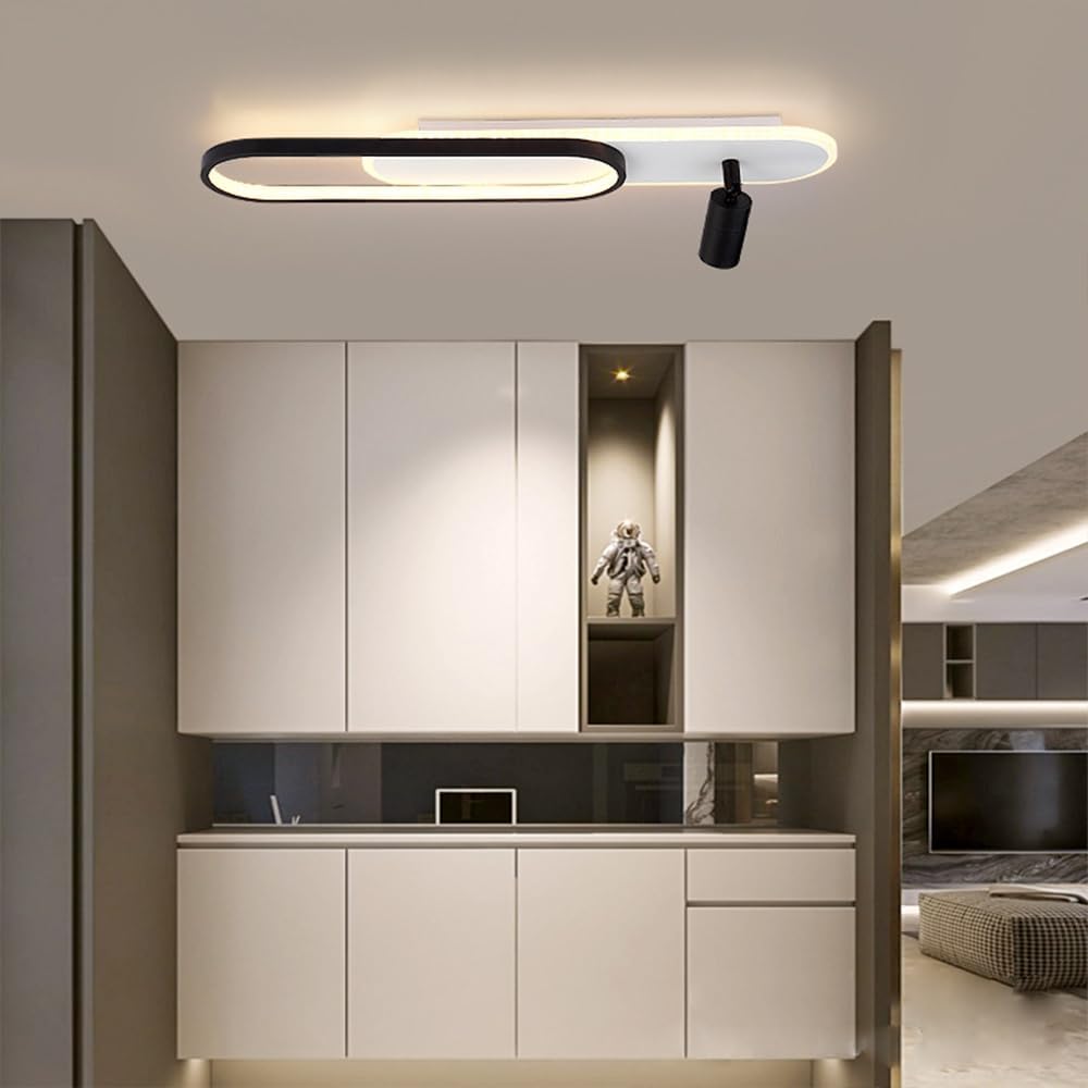 LED аплик със спотове 60 cm Бял + Черен – еквивалент 200W