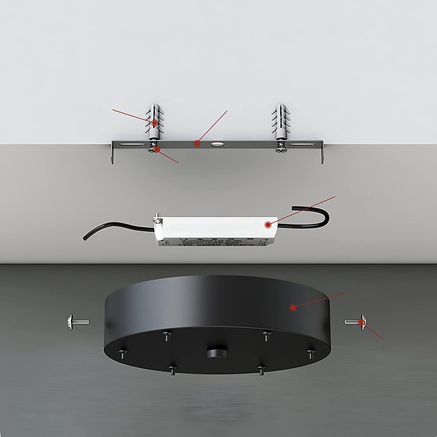 LED осветително тяло Circle 4+4 Gigant Black еквивалент 1000W с дистанционно