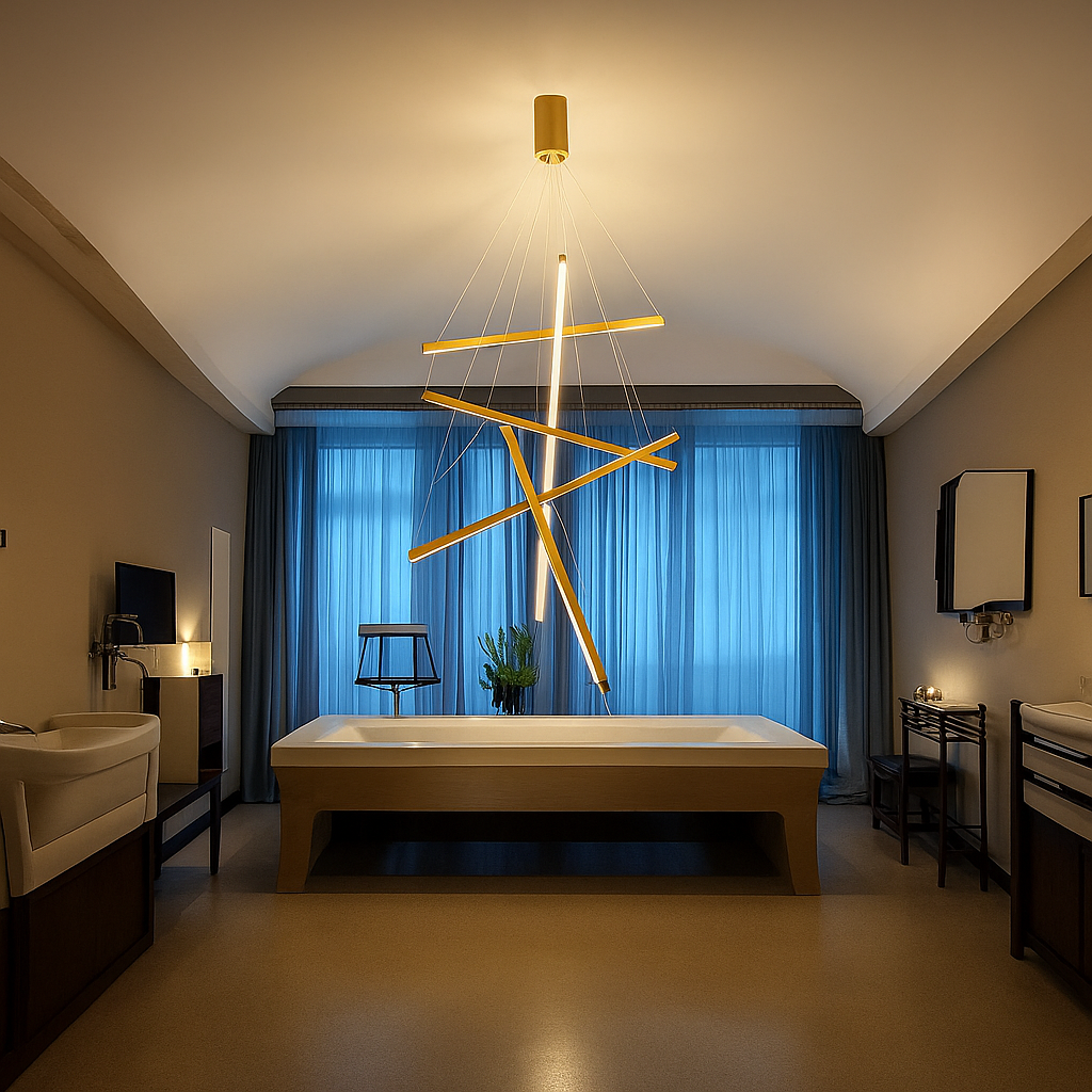 LED осветително тяло 5 Geometric GOLD Lines висящо, еквивалент 500W