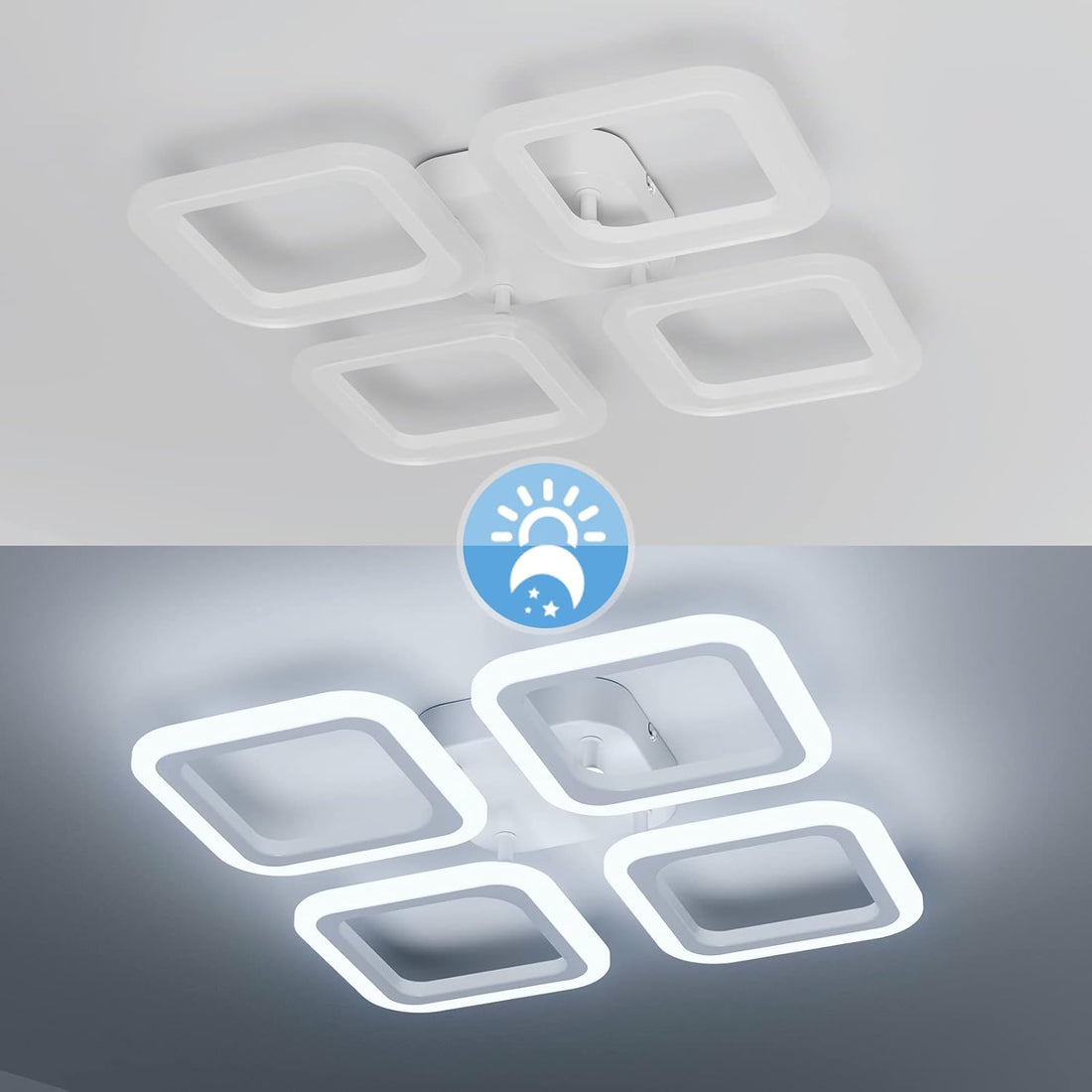 LED осветително тяло 4 SQUARES Бяло Еквивалент 250W Дистанционно