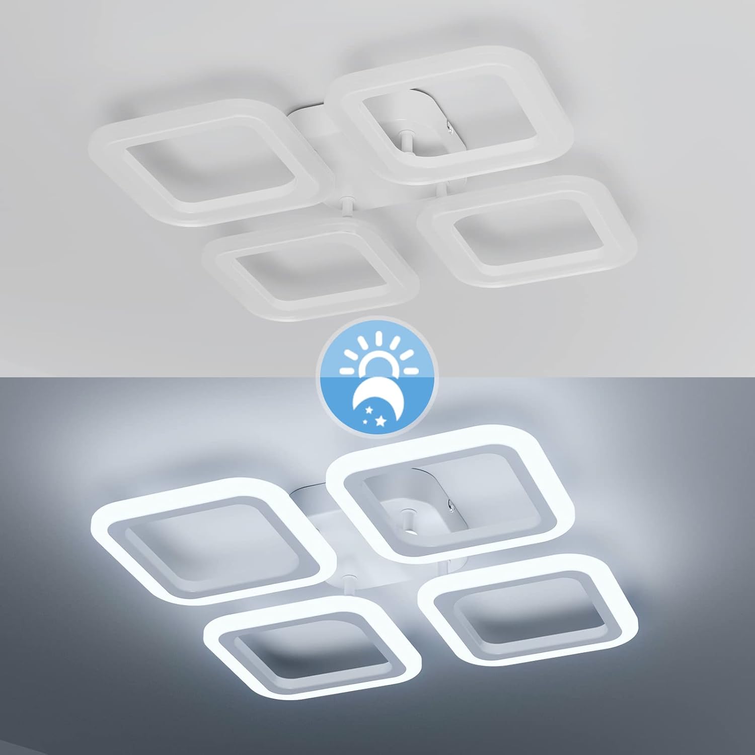 LED осветително тяло 4 SQUARES Бяло Еквивалент 250W Дистанционно