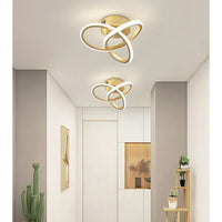 Lustra Led 48W Two Rings Gold Echivalent 200W Lighting Fixtures
