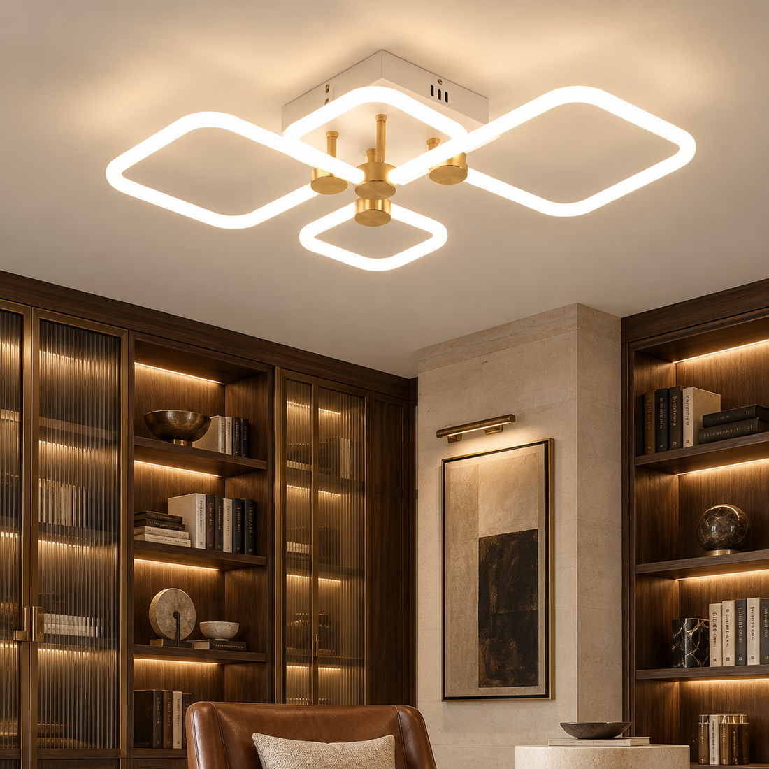 LED осветително тяло 2+2 DIAMOND Бяло+Златно Еквивалент 400W Дистанционно