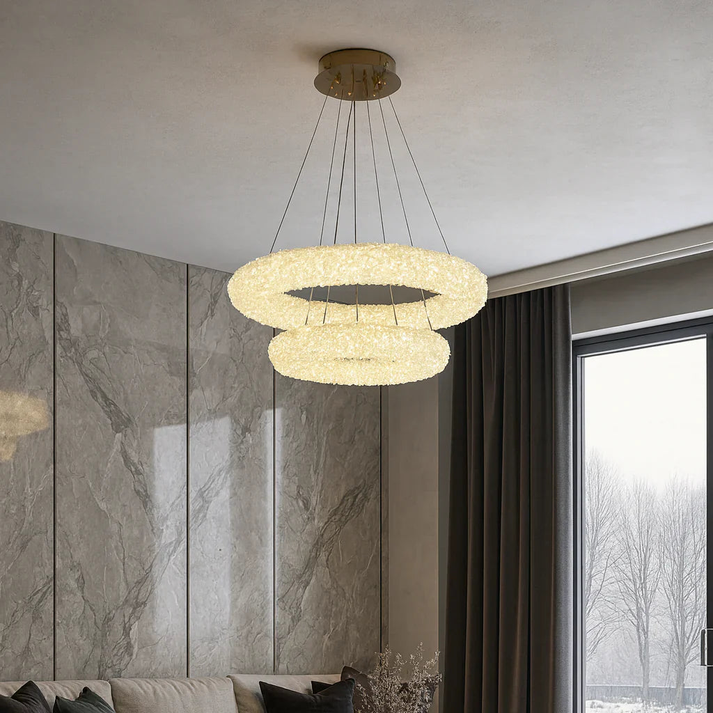 LED Висящо осветително тяло ENZO Golden Sponge Cristal – 2 сегмента, Еквивалент 850W