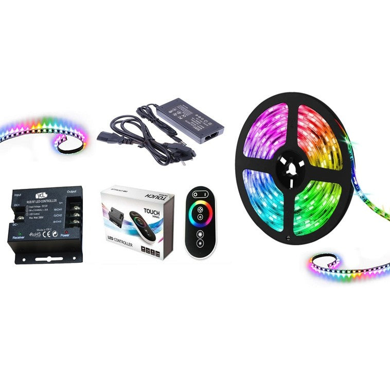 КОМПЛЕКТ LED лента RGB 12V IP21 5 метра RF TOUCH дистанционно