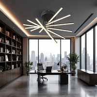 Lustra LED 96W Fano 6 Elemente NEGRU Echivalent 600W cu Telecomanda NEAGRA / 58CM / MINIMALIST DESIGN Lighting Fixtures