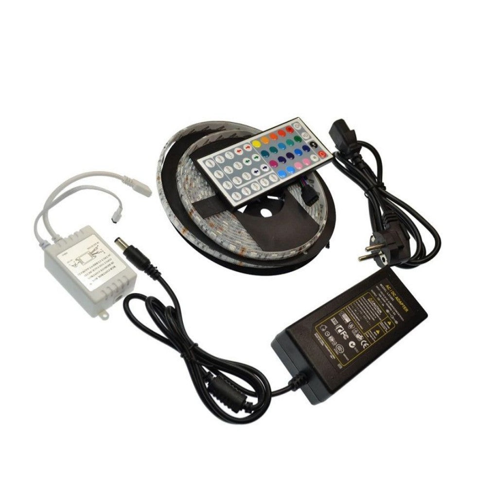 Комплект LED лента RGB 12V IP21 за интериор 5 метра дистанционно 44 бутона
