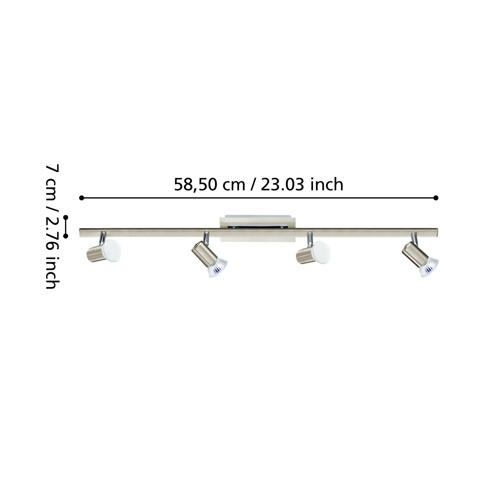 Осветително тяло с 4 регулируеми спота Silver ROTTELO 78CM
