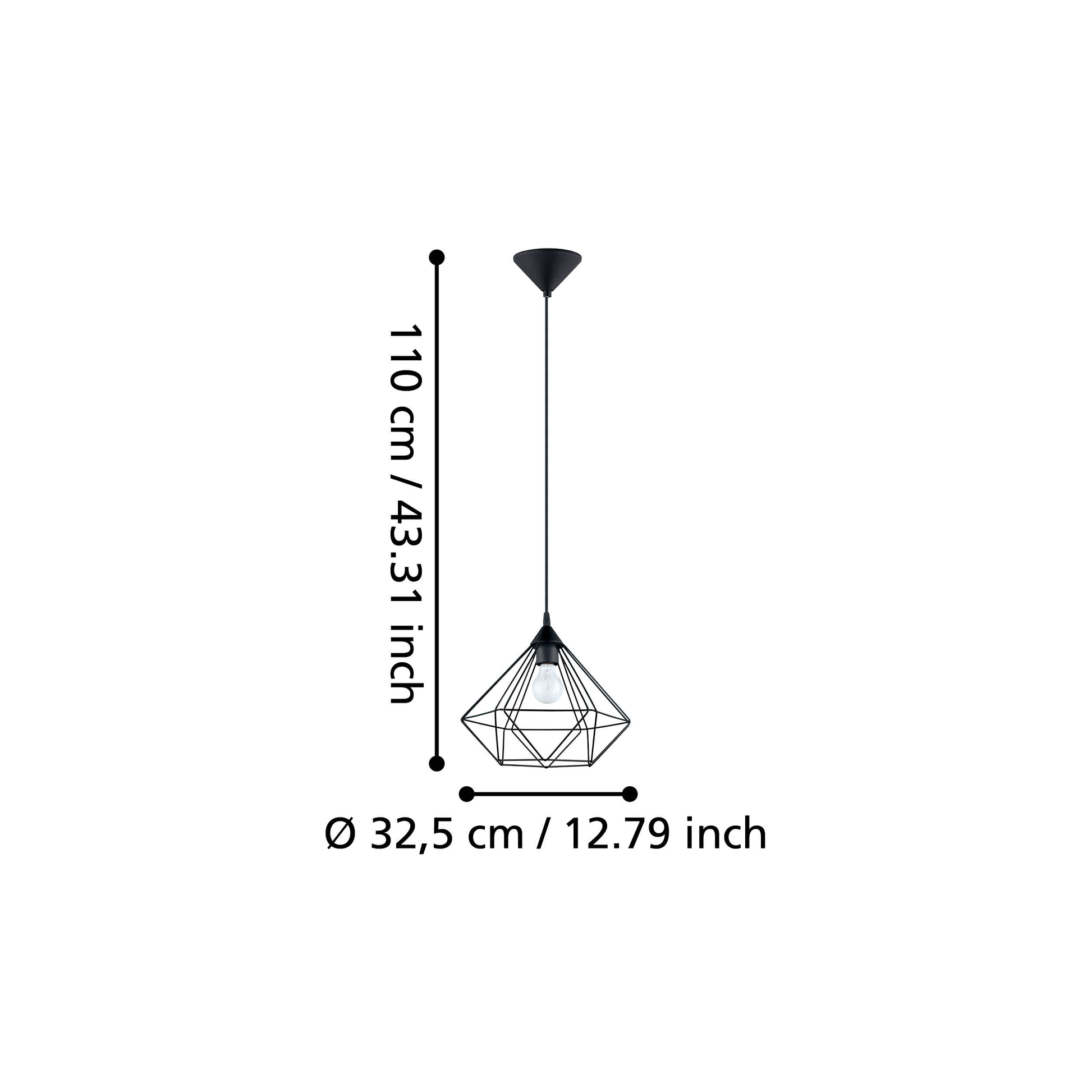 Пендел TARBES Black 1xE27 Eglo Ø32.5CM