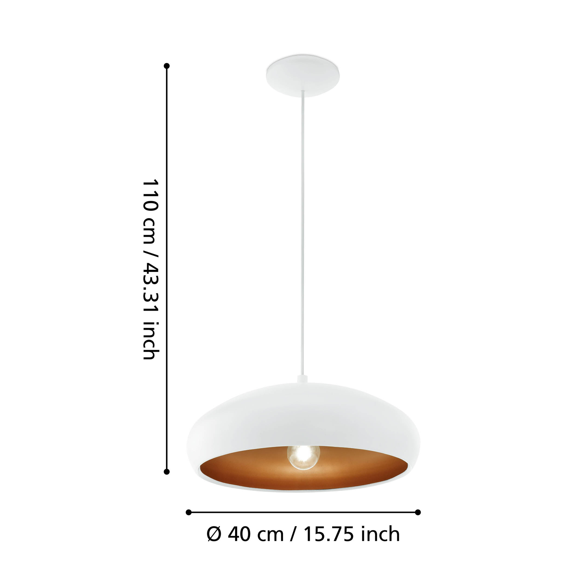 Пендел винтидж MOGANO 1 White & Gold 110CM Eglo