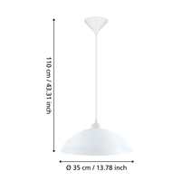 Пендел VETRO White 1xE27 Eglo Ø35CM