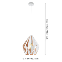 Пендел CARLTON 1 White & Gold 110CM Eglo