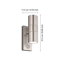 Aplica Exterior RIGA 5 Silver cu Senzor 21.5CM ARGINTIE / APLICA PERETE Wall Light Fixtures