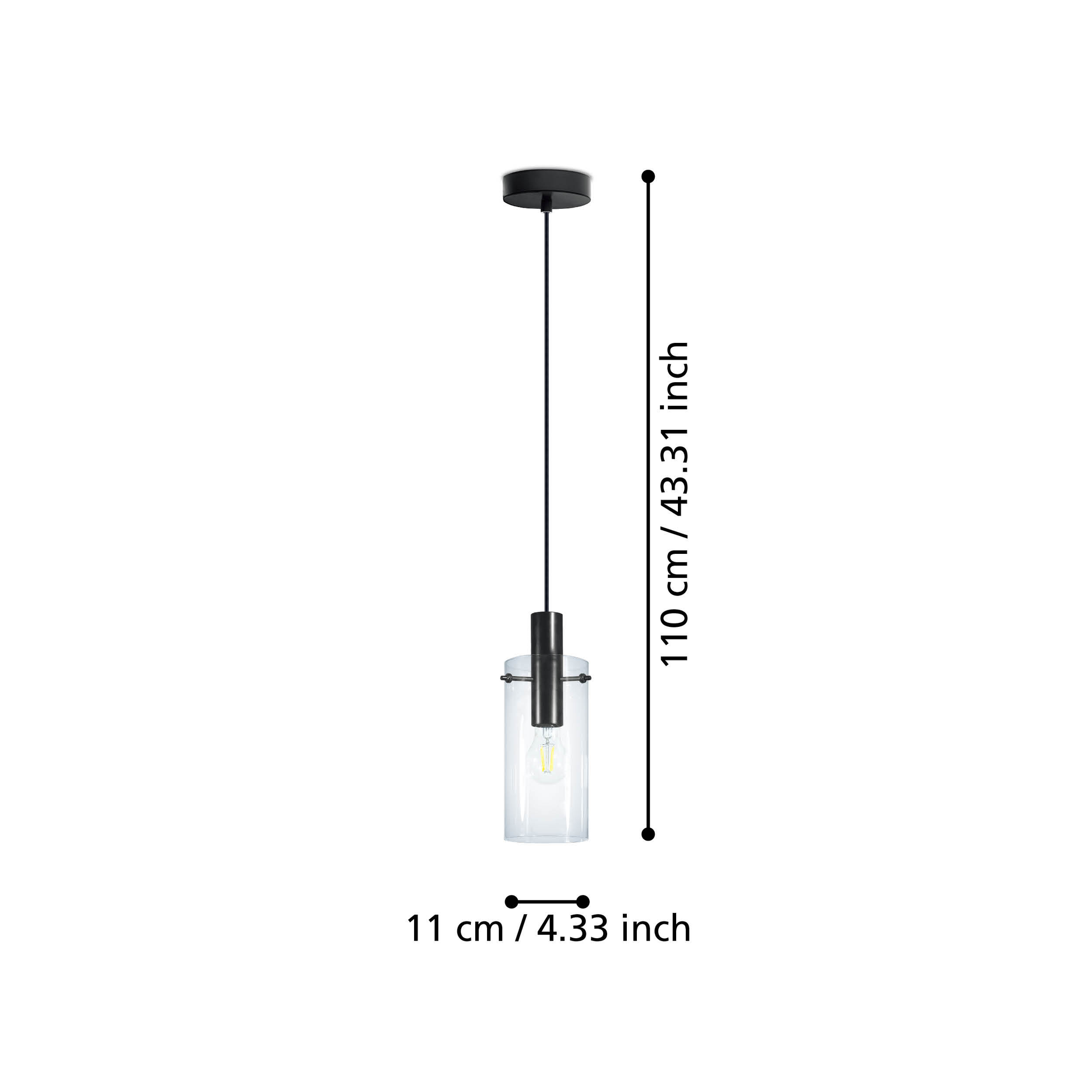 Пендел MONTEFINO Black 1xE27 Eglo Ø11CM