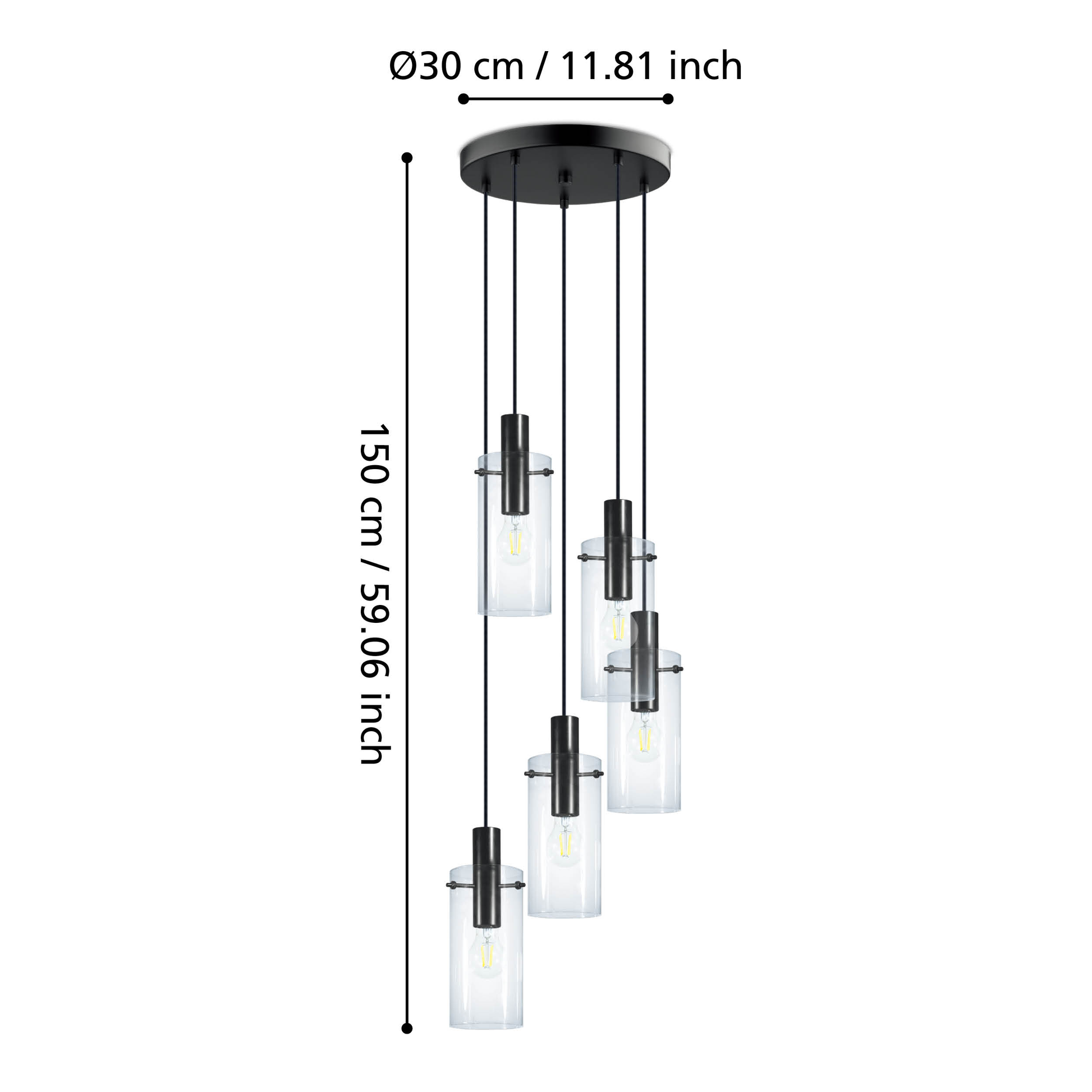 Осветително тяло висящо MONTEFINO Black 150CM