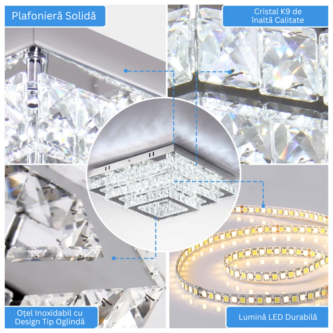 LED осветително тяло Cristal Exquisite Round Еквивалент 800W с дистанционно