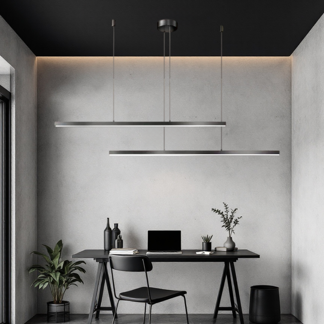 LED осветително тяло висящо 72W Elegant Office Black еквивалент 500W