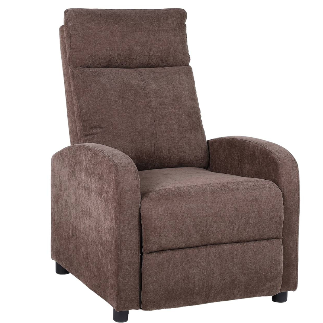 Релакс фотьойл с механизъм Recliner, кафяв текстил