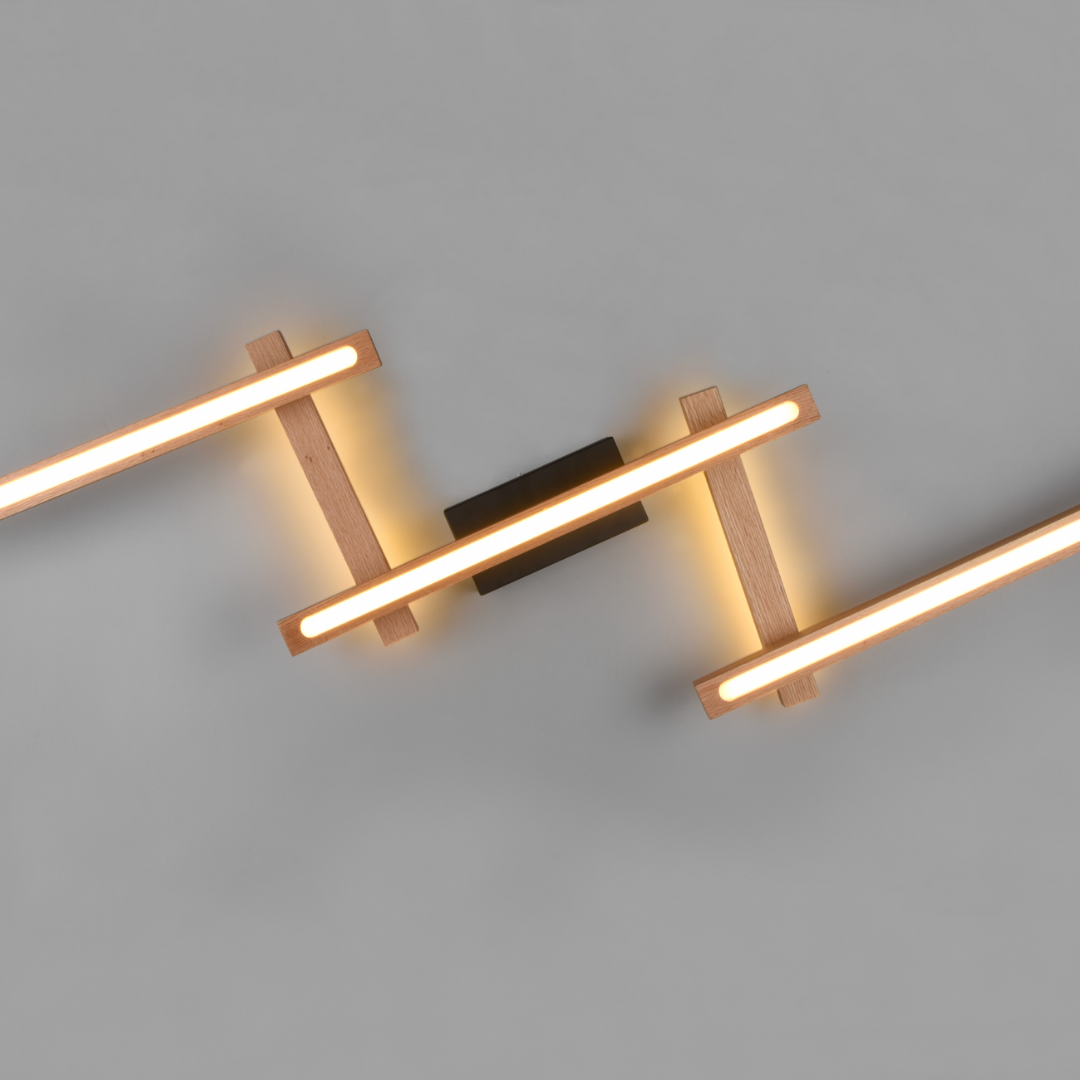 LED осветително тяло BELLARI Wood, регулируемо, еквивалент 400W, с дистанционно