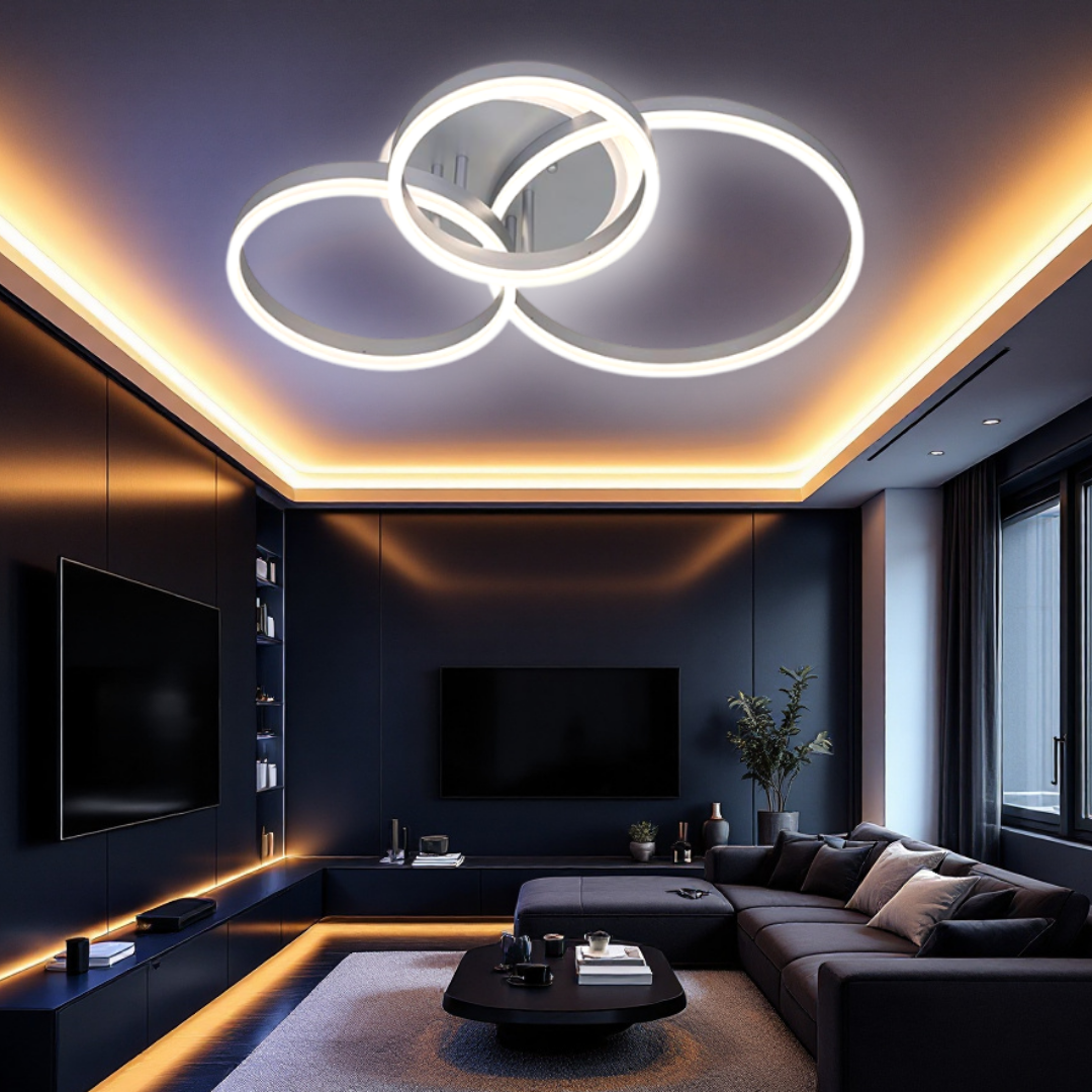 Осветително тяло LED Beauty Silver Circle еквивалент 600W с дистанционно