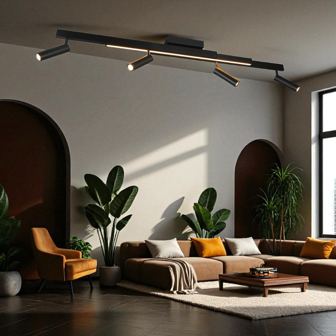LED осветително тяло с 4 спота на шина ZENO Black с дистанционно