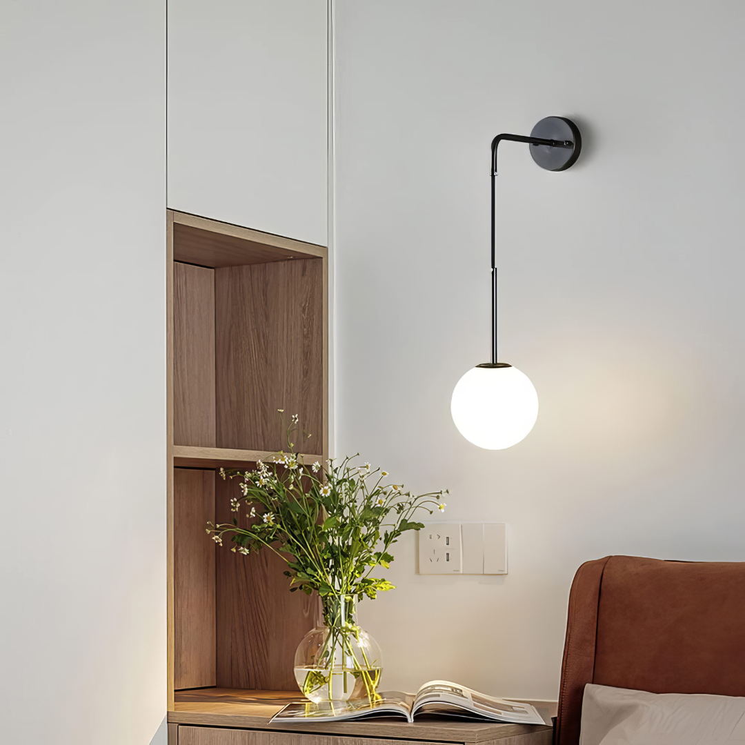 Регулируем аплик Nordic Style HangGlobe Black с матов абажур