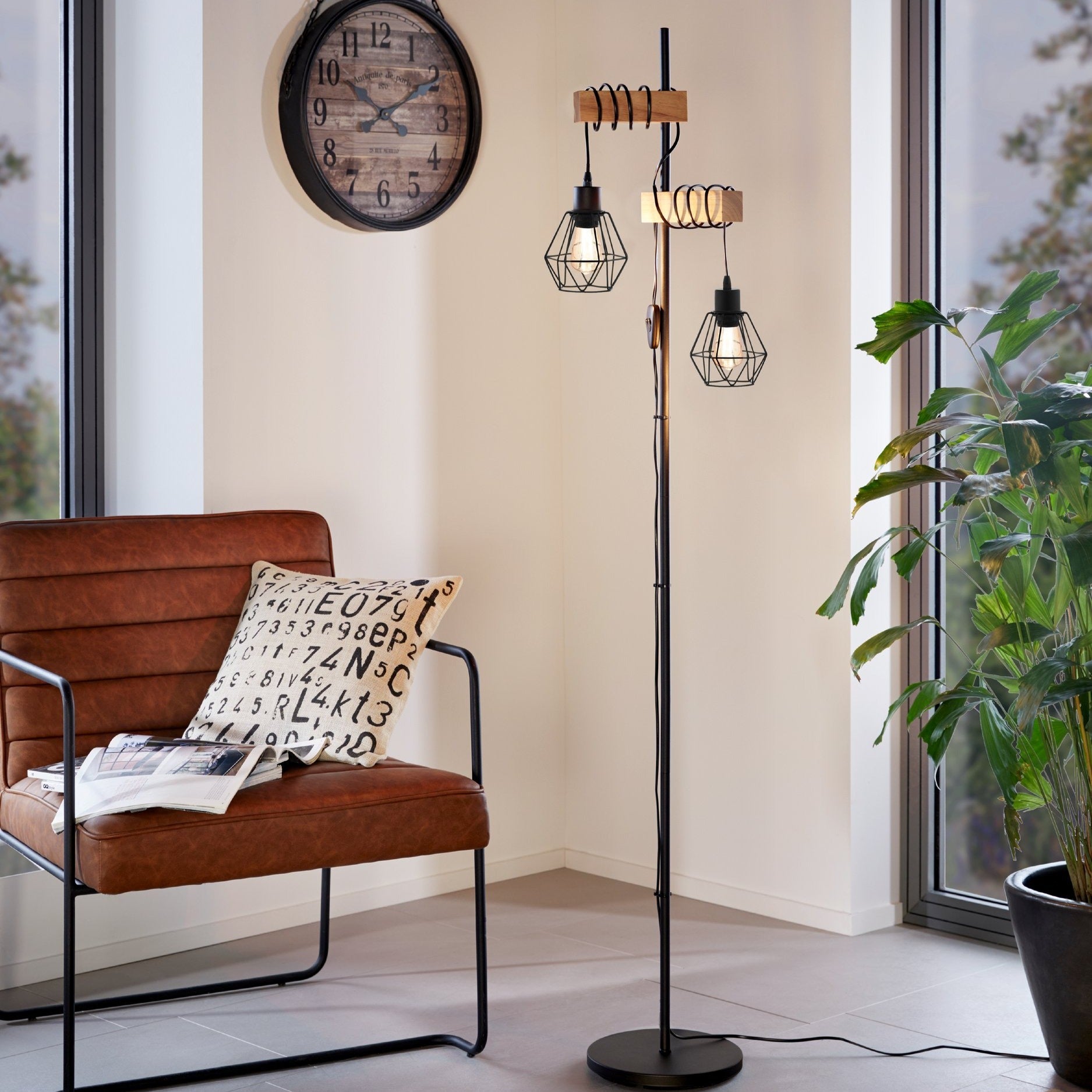 Лампадар TOWNSHEND 5 абажур Black & Brown 167CM Eglo
