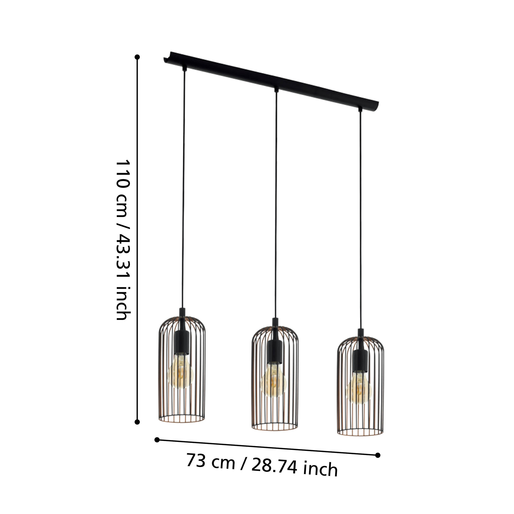 Осветително тяло висящо ROCCAMENA Black 110CM