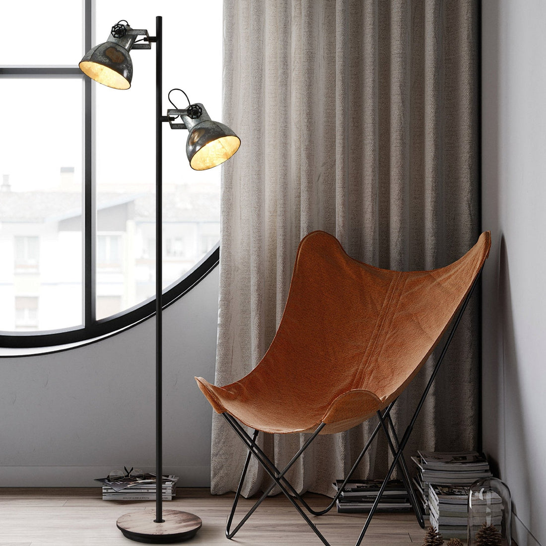 Стояща лампа винтидж BARNSTAPLE Black & Brown 158CM Eglo
